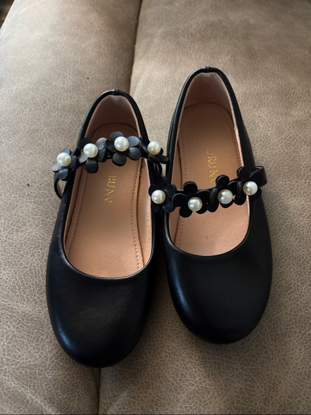 Black Pearl-Embellished Mary Jane Flats